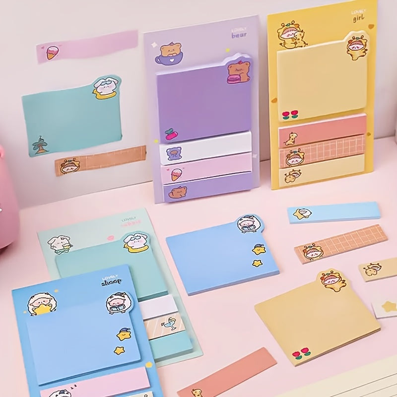 80 Sheets Cartoon Animal Sticky Notes Pack Office School Supplies