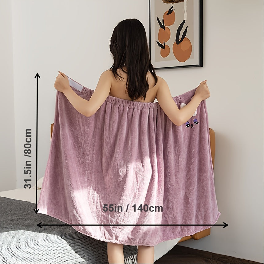 Coral Velvet Bunny Bath Wrap Towel for Women & Girls