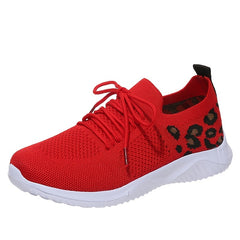 Leopard Pattern Breathable Lace-up Running Shoes Women's Footwear