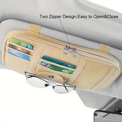Car Sun Visor Organizer with Pocket Net Zippers