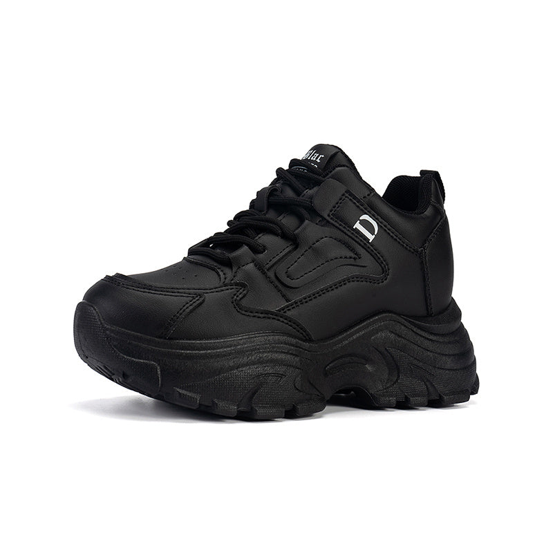 Lightweight Lace Up Running Sports Shoes Comfort Solid Thick Sole Sneakers