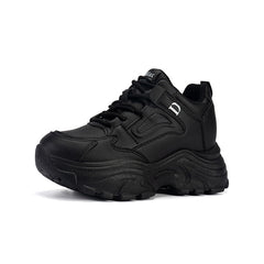 Lightweight Lace Up Running Sports Shoes Comfort Solid Thick Sole Sneakers
