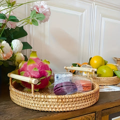 Rattan Serving Tray Tea Tray Fruit Plate Bread Snack Basket