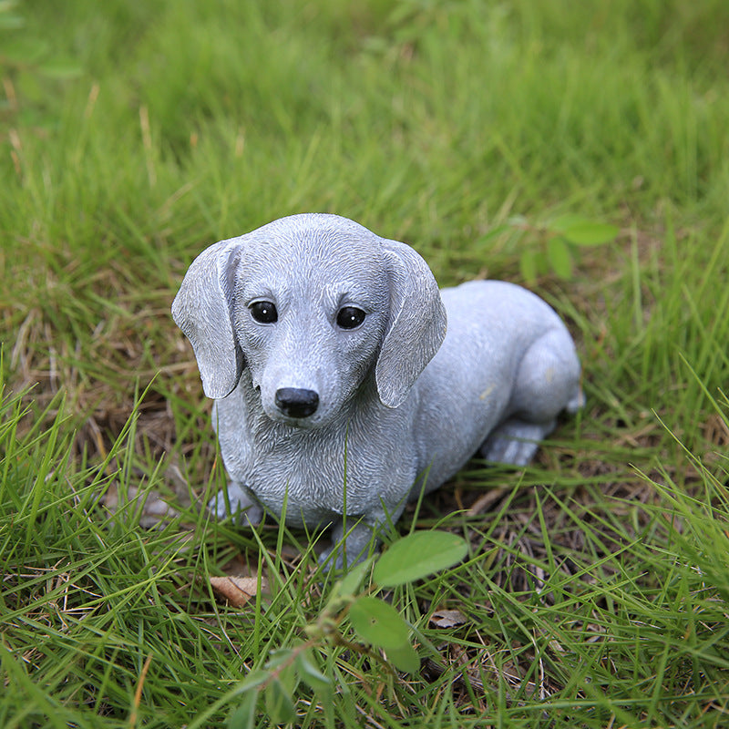 Cute Pug & Dachshund Dog Statues for Garden Decor