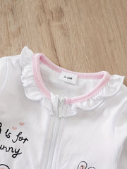 Baby Girls Bunny Zipper Cotton Long Sleeve Romper Jumpsuit