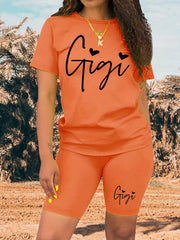 Sporty Two-piece Set Casual T-shirt & Shorts Outfit