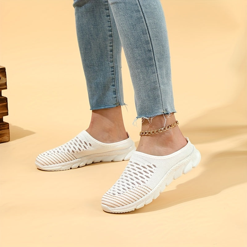 Women's Breathable Knit Mule Sneakers Lightweight Slip On Shoes