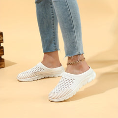 Women's Breathable Knit Mule Sneakers Lightweight Slip On Shoes