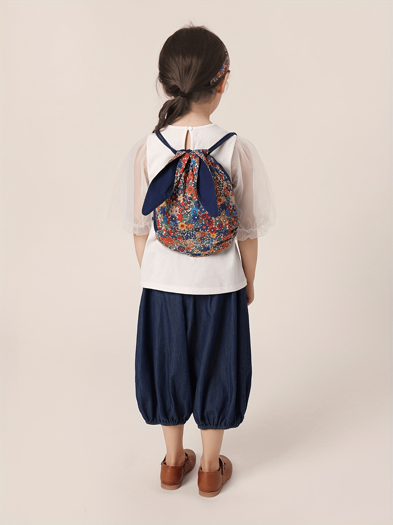 MARC&JANIE Girls' Denim Bow Front Baggy Cropped Trousers for Summer