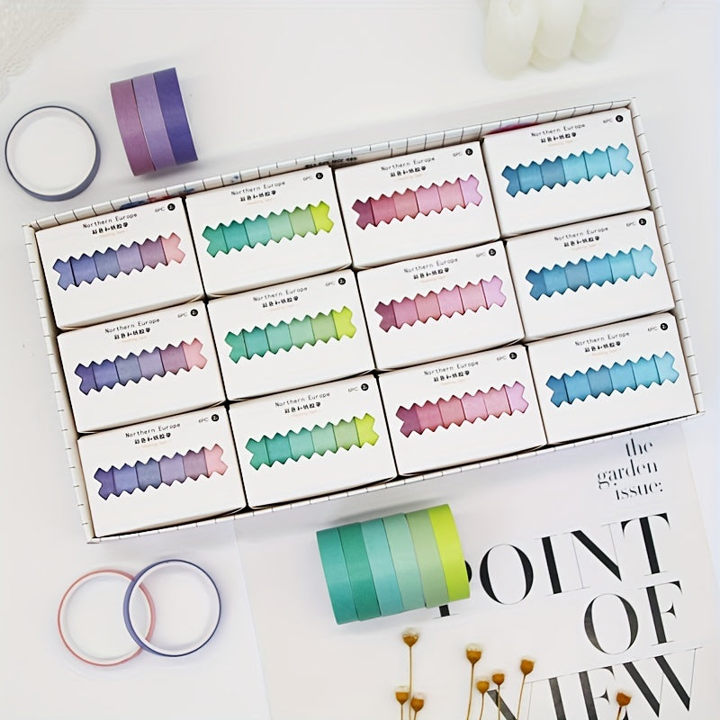 6pcs 1 2m Rainbow Washi Tape DIY Decorative Sticker Journal Diary Tape