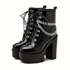 Gothic Chain High Heel Ankle Boots