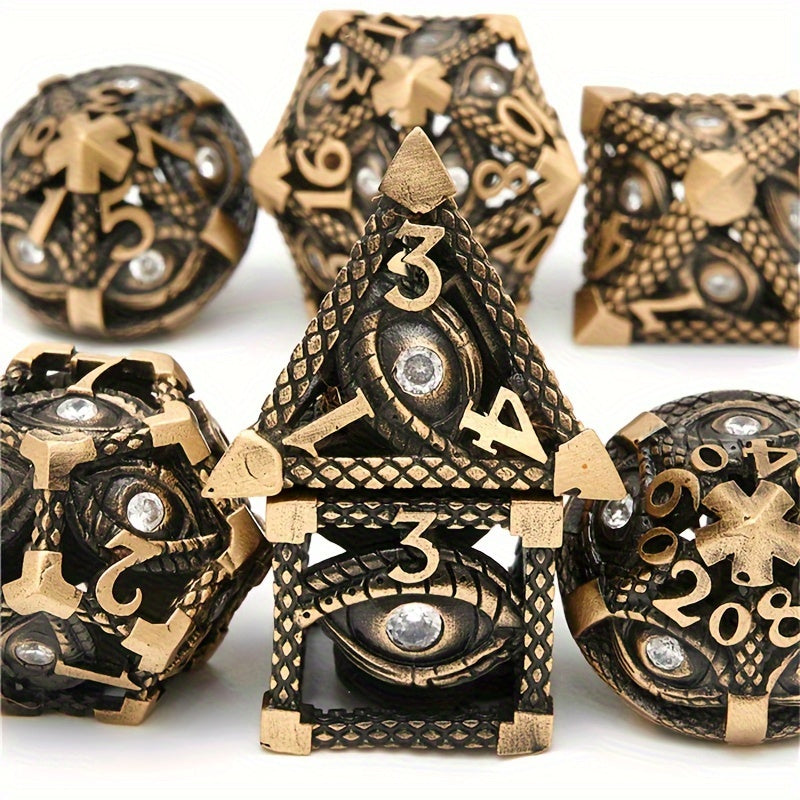 7pcs Hollow Magic Eye Metal Dice Set Role-playing Game Props Christmas