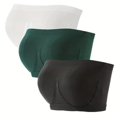 3pcs Seamless Bandeau Bras Stretch Strapless Bra Women's Lingerie