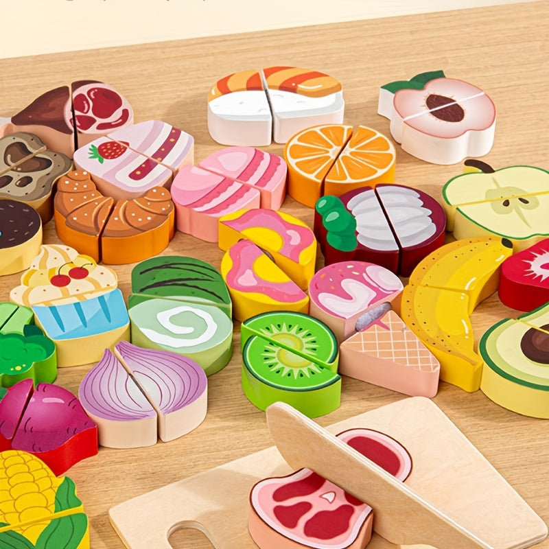 11pcs Wooden Play Food Set for Kitchen Play