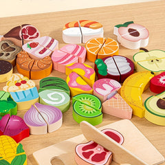 11pcs Wooden Play Food Set for Kitchen Play