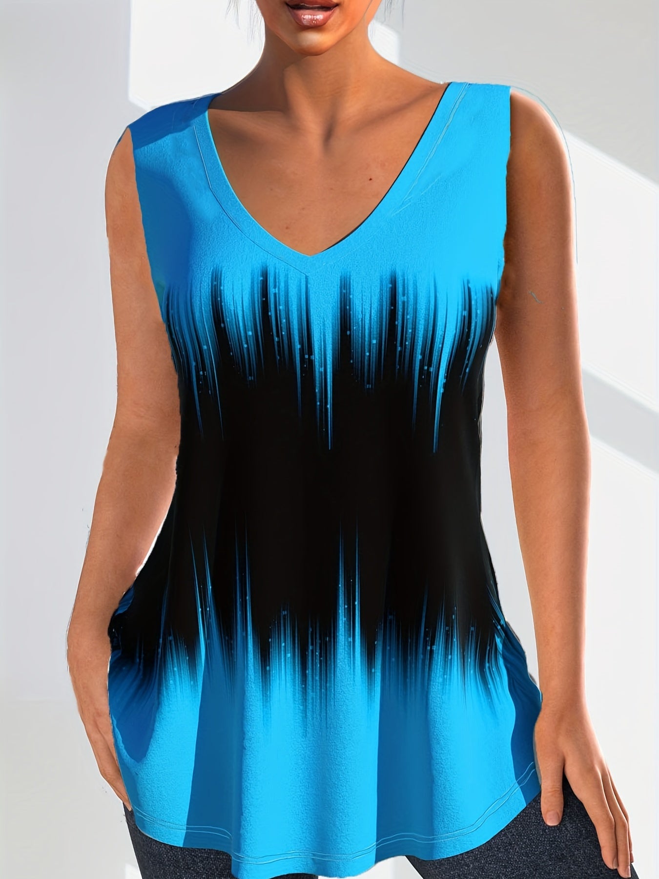 Colorblock V-Neck Tie Dye Tank Top