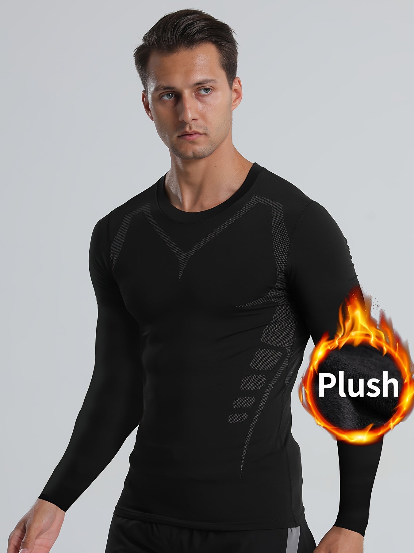 Men's Fleece Compression Shirt for Outdoor Fitness