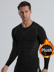 Men's Fleece Compression Shirt for Outdoor Fitness
