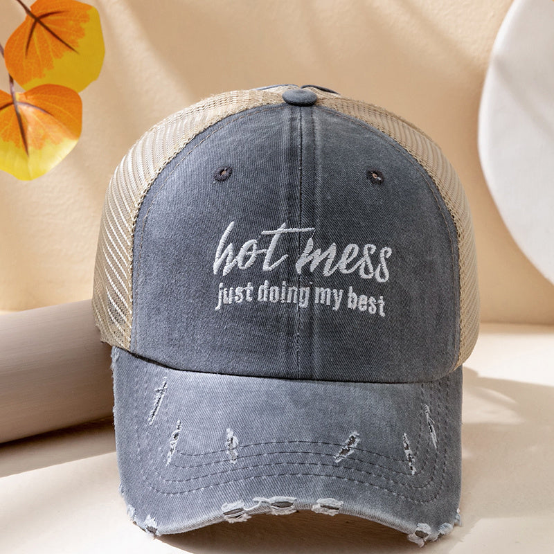 Horsetail Washed Baseball Cap Women's Cap Christmas Gift For Her