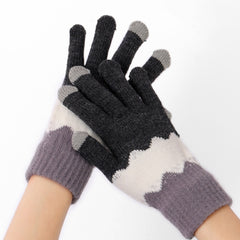 Plush Gloves Cycling Knitted Gloves Autumn And Winter Girls Cold-proof