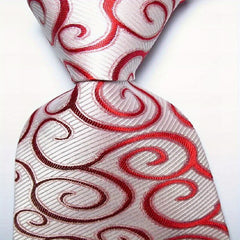 Polyester Cashew Flower Pattern Tie Men's Necktie Set Tie Red Jacquard Woven