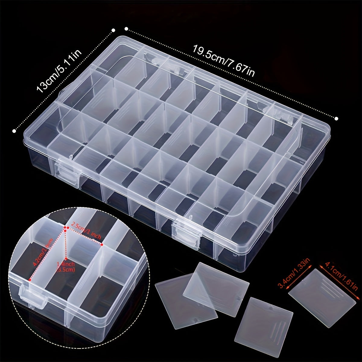 24-Grid Plastic Storage Box Transparent Detachable Tray Waterproof Dustproof