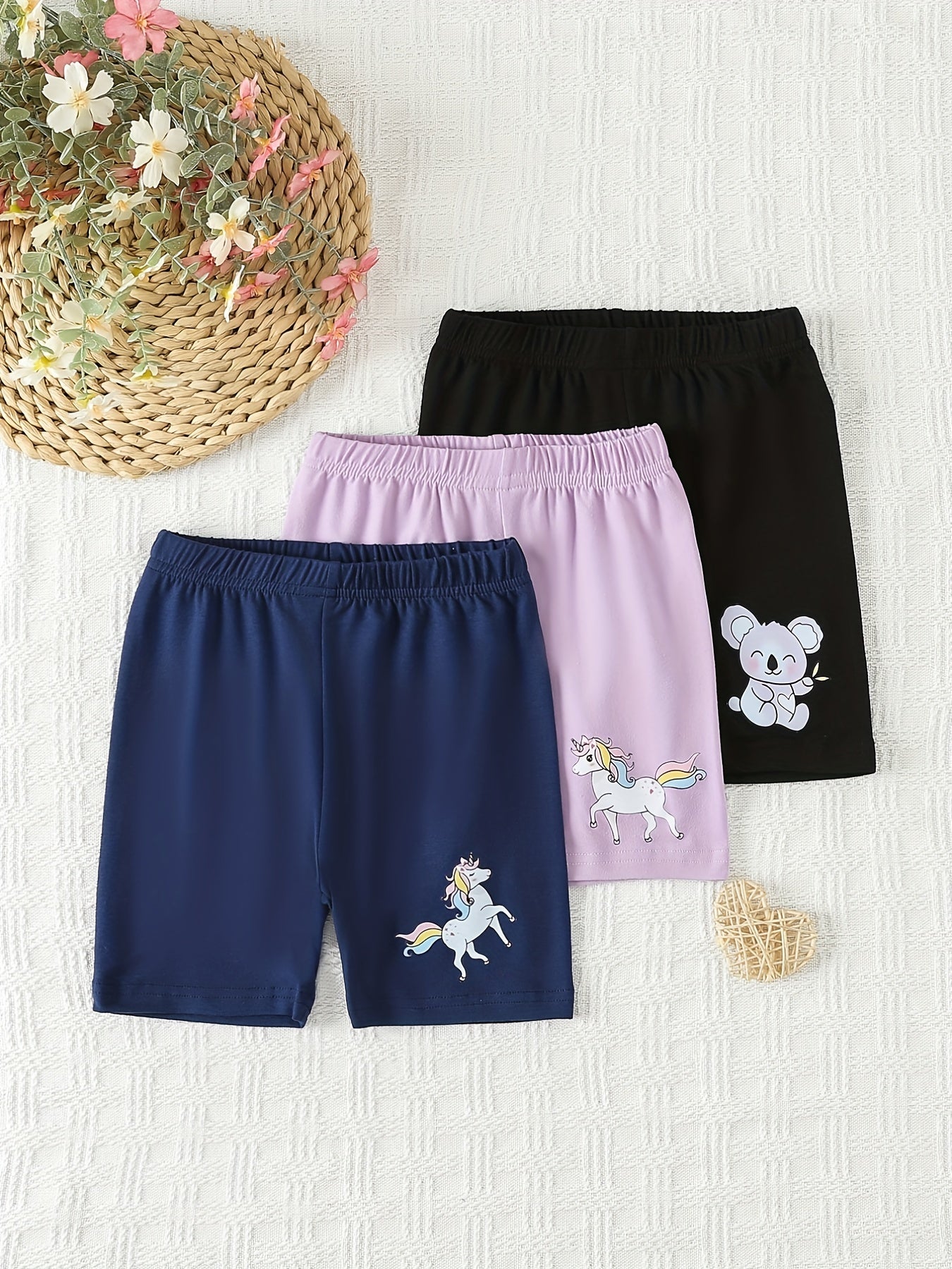Toddler Girls' Unicorn Graphic Shorts Stretchy Comfy Bike Shorts Dance Outwear