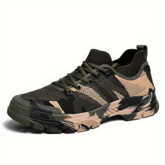 Men's Camo Woven Knit Sneakers Soft Sole Lace Up Shoes