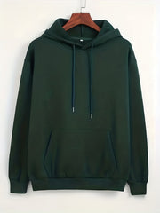 Solid Kangaroo Pocket Hoodie Casual Long Sleeve Drawstring Hoodies Sweatshirt