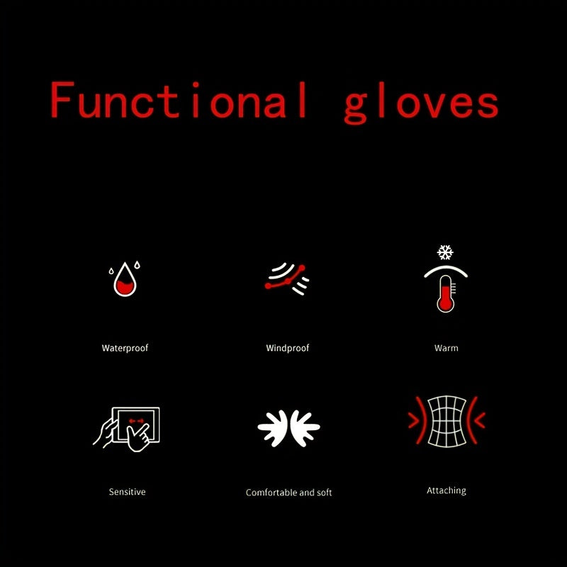 Winter Velvet Ski Gloves Men's Waterproof Touch Screen Sports Ski Gloves