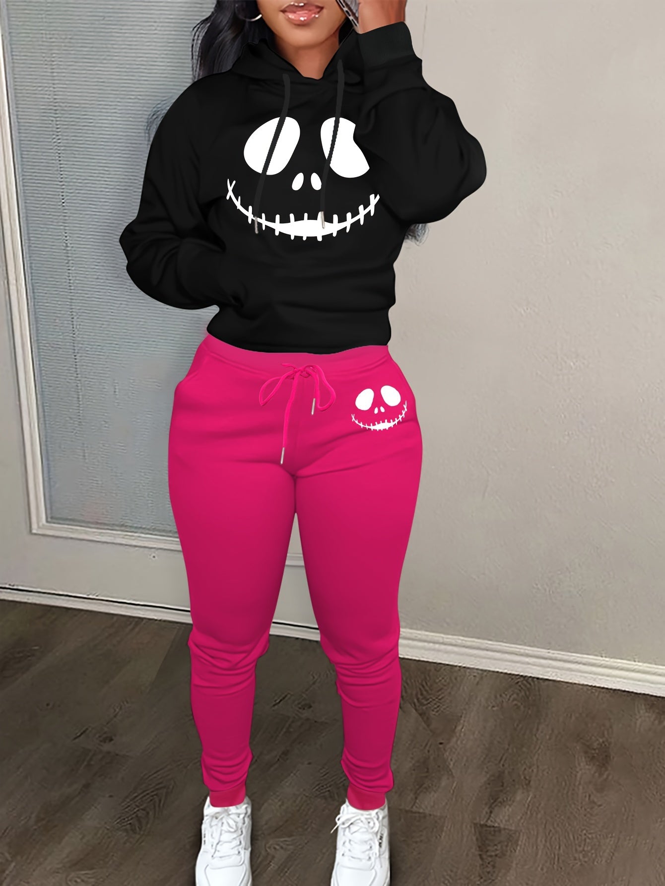 Women's Plus Graphic Print Hoodie & Joggers Set