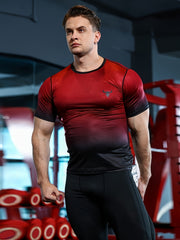 Men's Gradient Quick-dry Sports Compression Tee for Fitness Activities
