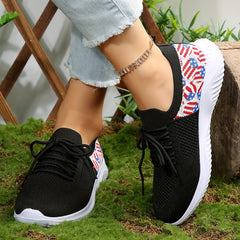 Women's Flag Pattern Walking Shoes Breathable Mesh Sneakers