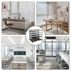 Iron 5 Layer Grid Desktop Tray Organizes Mail & Documents on Desks