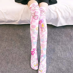 Cartoon Anime Print Over The Knee Socks Lolita Long Tube Socks Women's