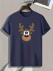 Deer Print Men's Graphic T shirt Casual Comfy Tees For Summer