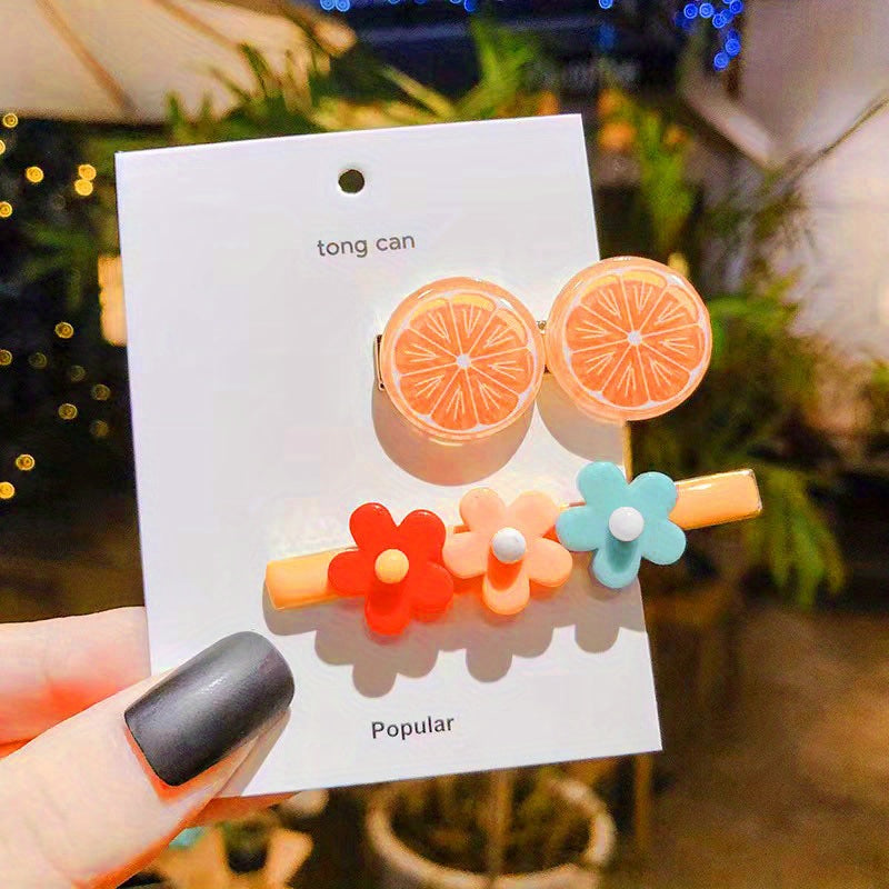 2pcs Fruit Flower Hair Clips Set for Girls