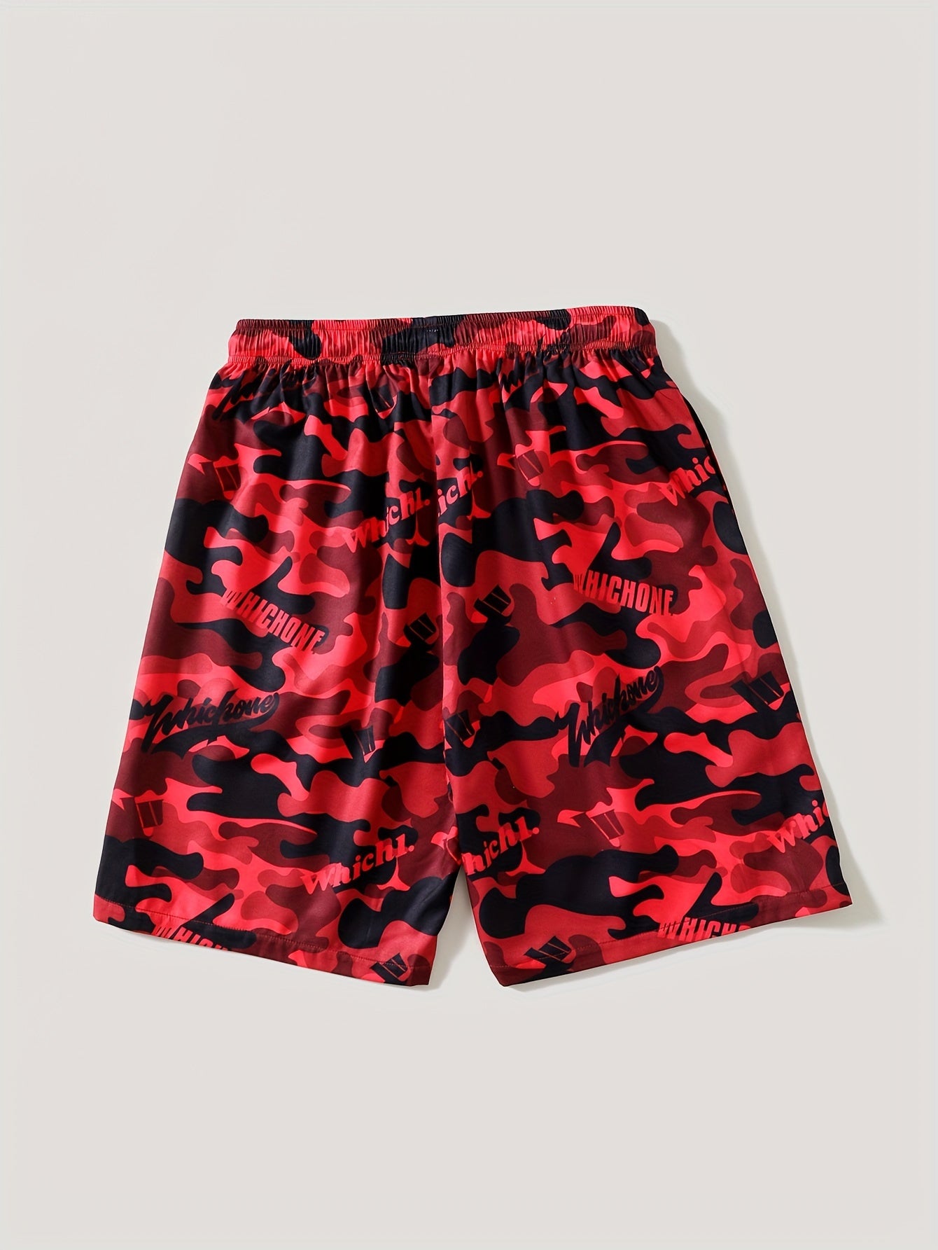 Men's Camo Swim Trunks Drawstring Beach Shorts for Summer