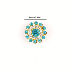 50pcs Flower Glass Rhinestones Golden Base Sew On Beads DIY
