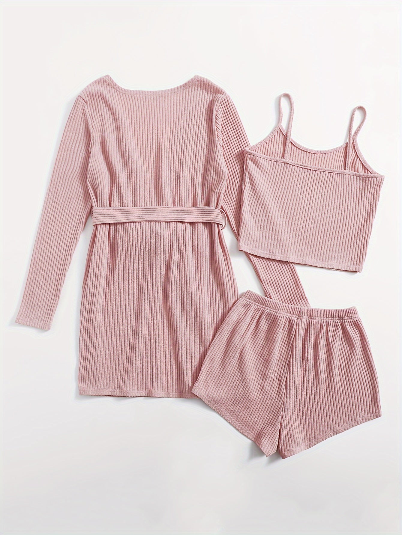 Women's Pajama Set Long Sleeve Robe & Cami Top & Shorts