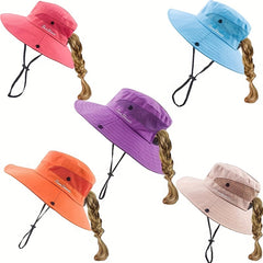Mesh Stitching Fisherman's Hat Wide Brim Sun Protection Bucket Hat