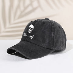 Kids Sunshade Distressed Baseball Cap With Skull Print