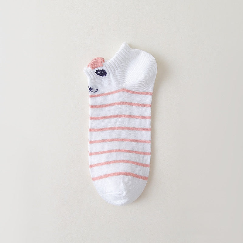 Women's Kitty Ankle Socks, 5 Pairs