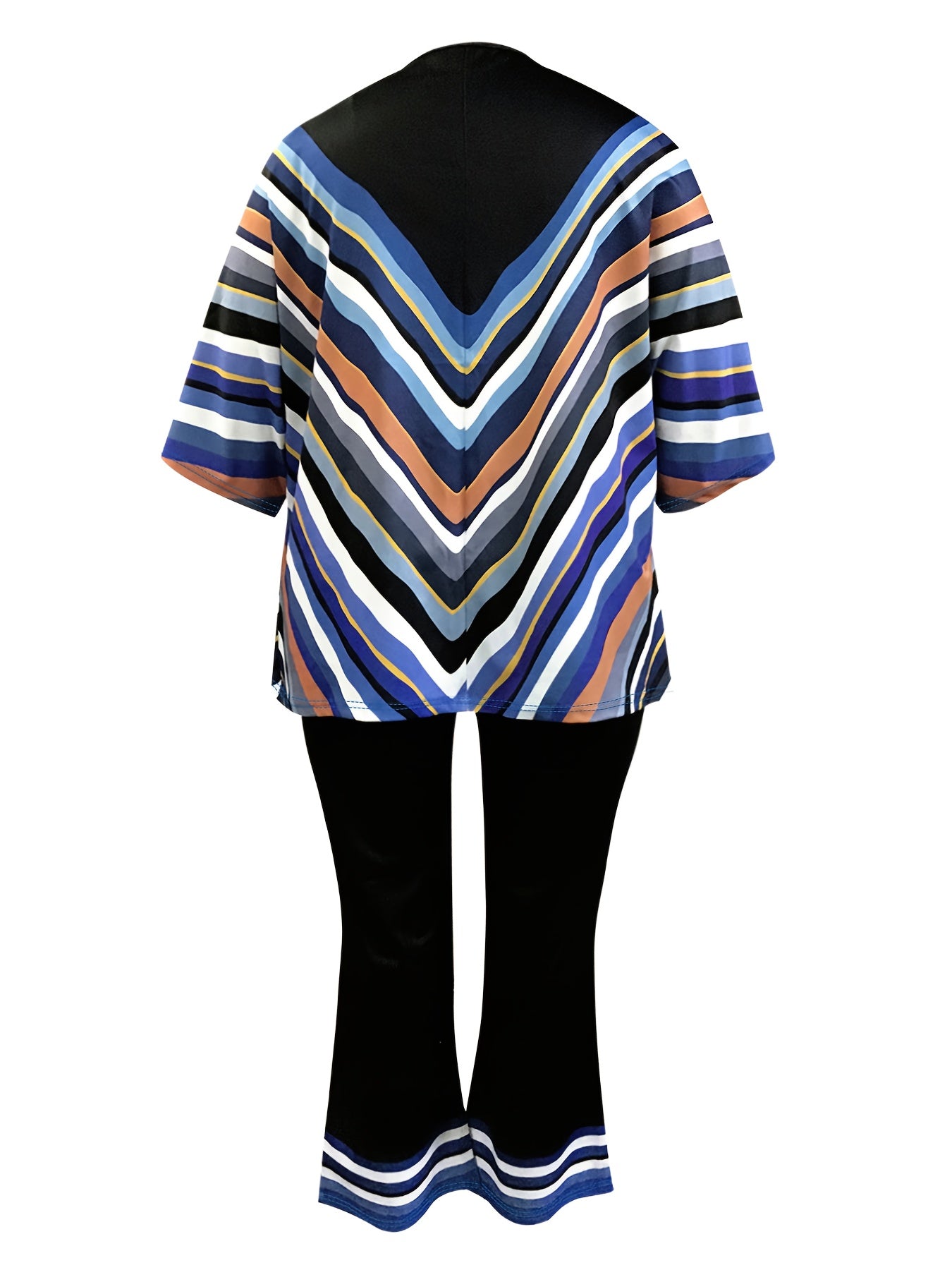Women's Plus Chevron Print Top & Wide Leg Pants Set