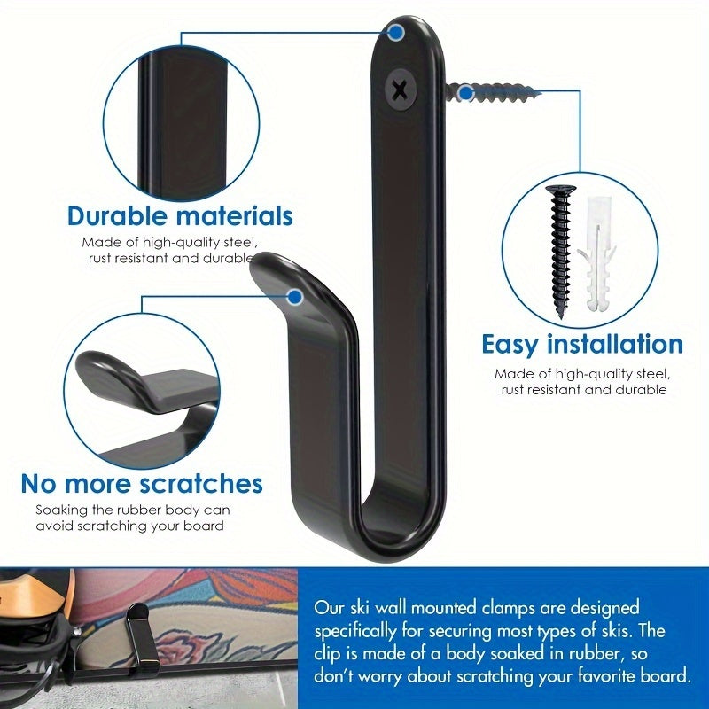 Wall Mounted Snowboard Clip Snowboard Wall Rack Snowboard Storage Hook