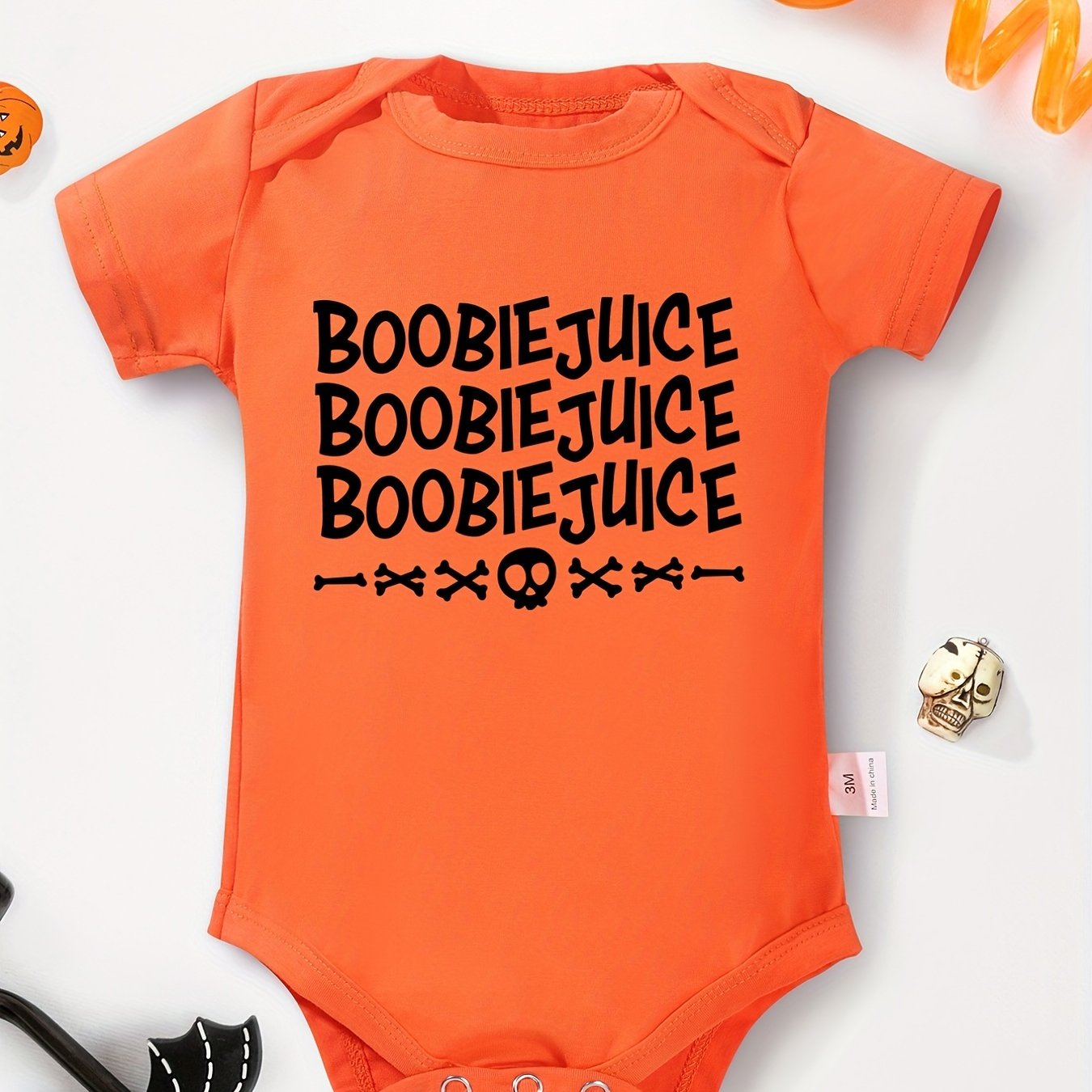 Halloween Baby Onesies Letter Print Crew Neck Style Baby Bodysuits