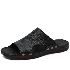 Men's Crocodile Embossed Non Slip Sandals Comfy Beach Shoes