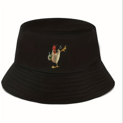Cartoon Rooster Embroidered Sunscreen Bucket Cap
