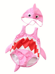 Toddler Boys Shark Swimsuit With Sponges Baby Bathing Suit