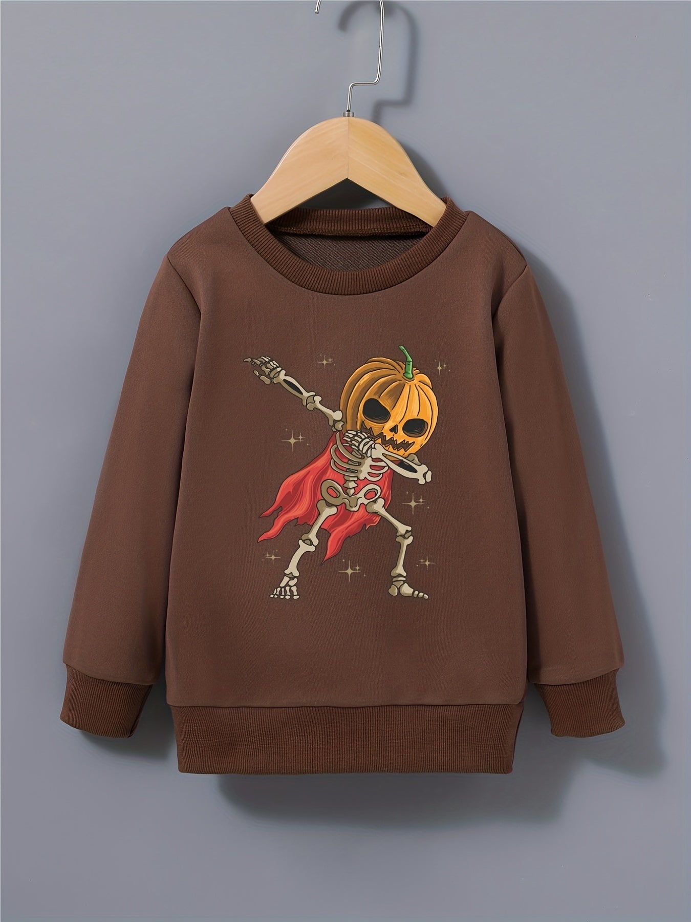 Kid's Pumpkin Skeleton Hero Pattern Sweatshirt Long Sleeve Top